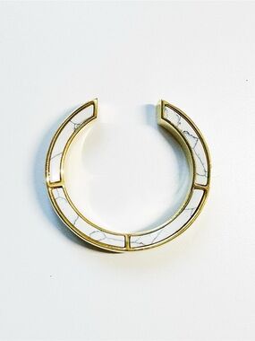 J. Crew Gold Cuff Bracelet with White Marble Inlay